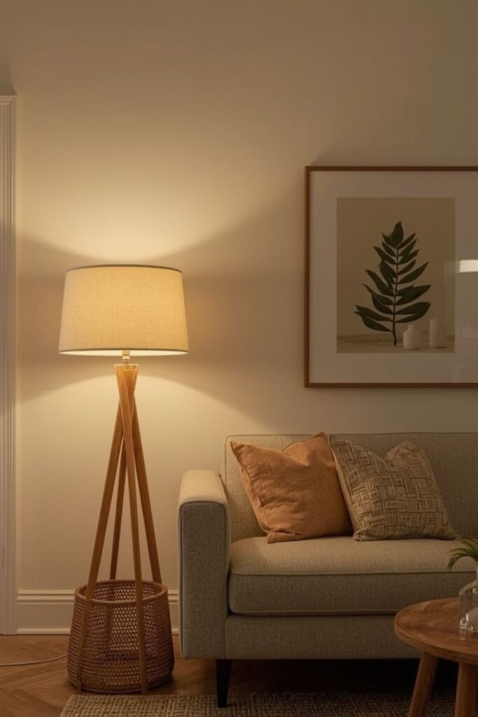 warm minimalist living room Homes and Gardens accessories